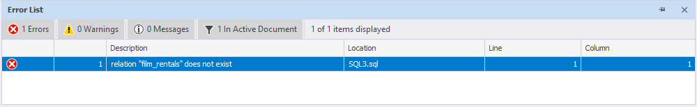 dbForge Studio for PostgreSQL 中显示的 Google Bard 代码中的错误