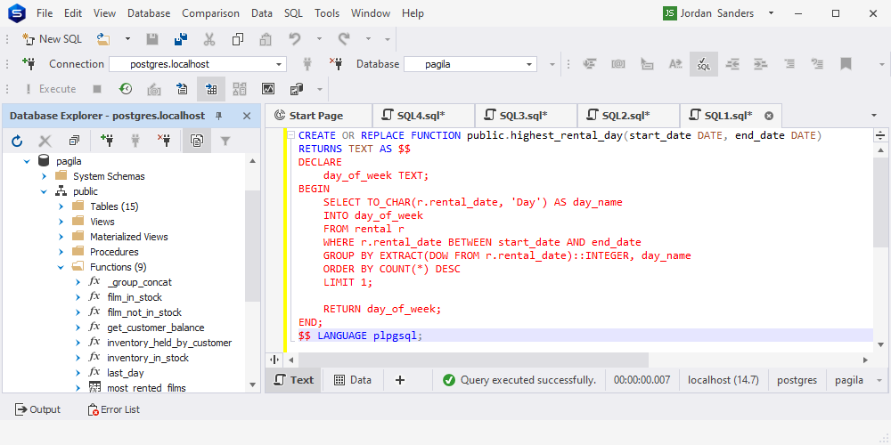 在 dbForge Studio for PostgreSQL 中验证 ChatGPT-4 中创的日期函数