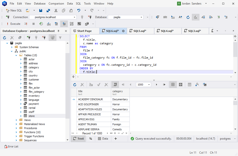 在 dbForge Studio for PostgreSQL 中验证 ChatGPT 创建的 JOIN