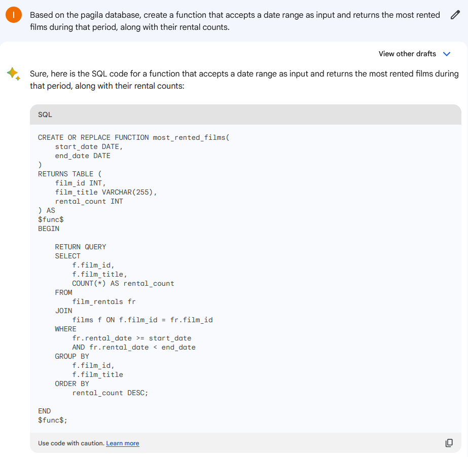 Google Bard 在 PostgreSQL 中创建一个函数