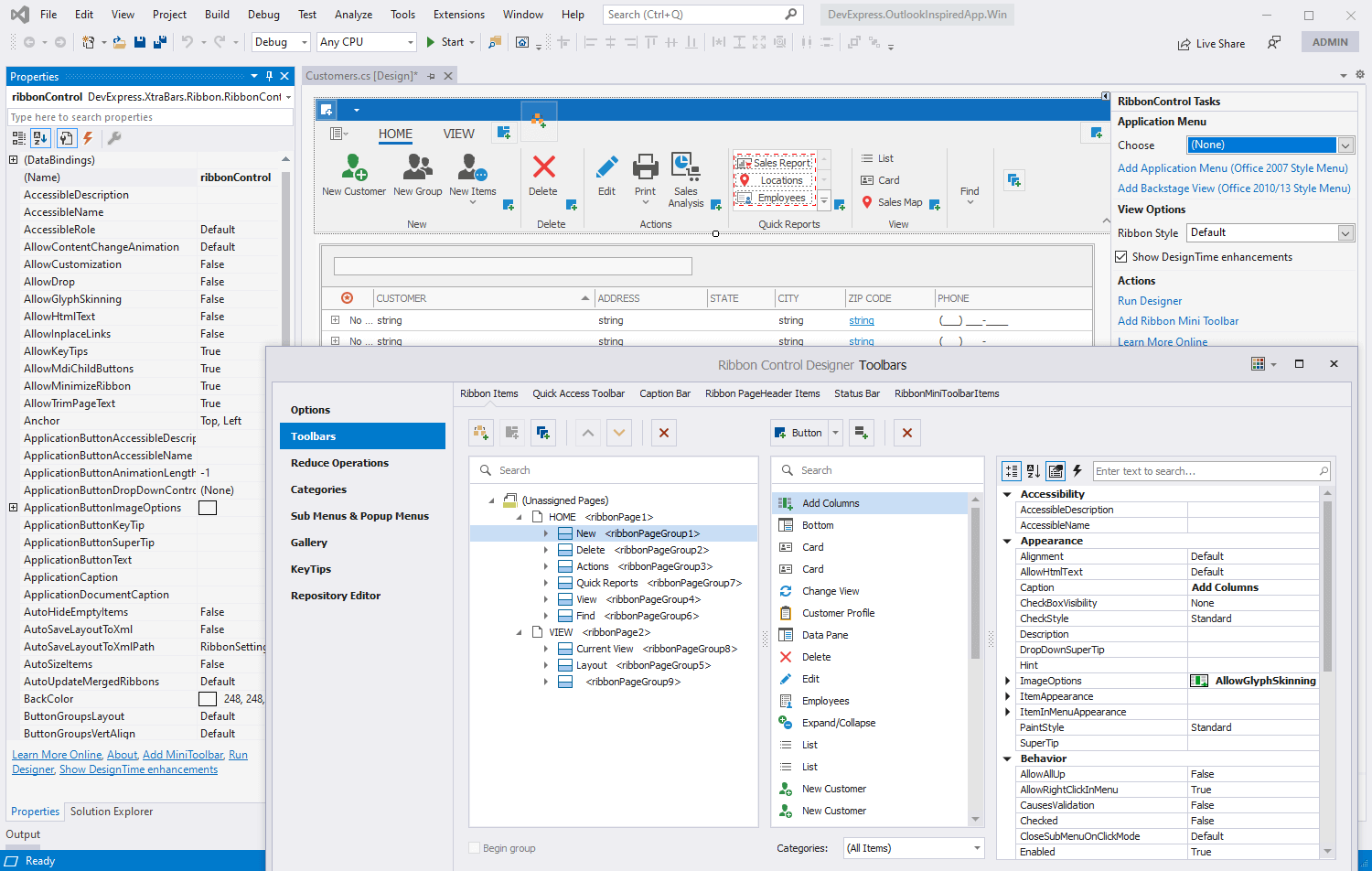 DevExpress WinForms功能区组件图集