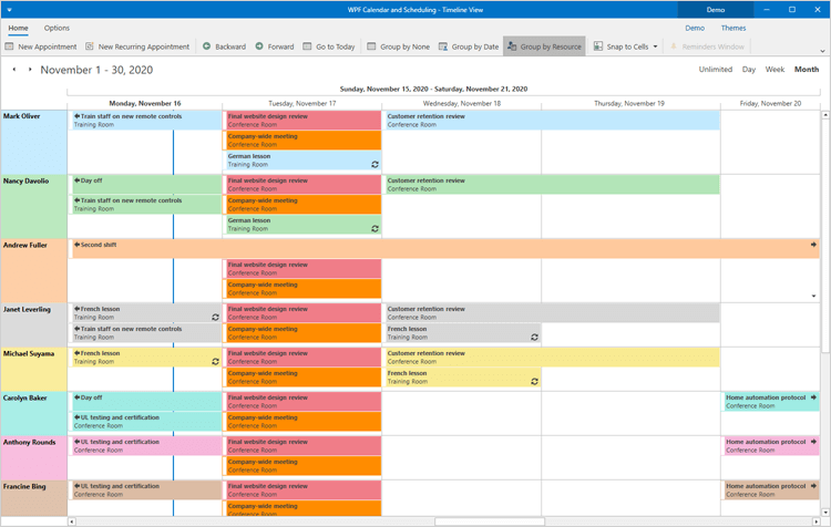 DevExpress WPF Scheduler组件图集