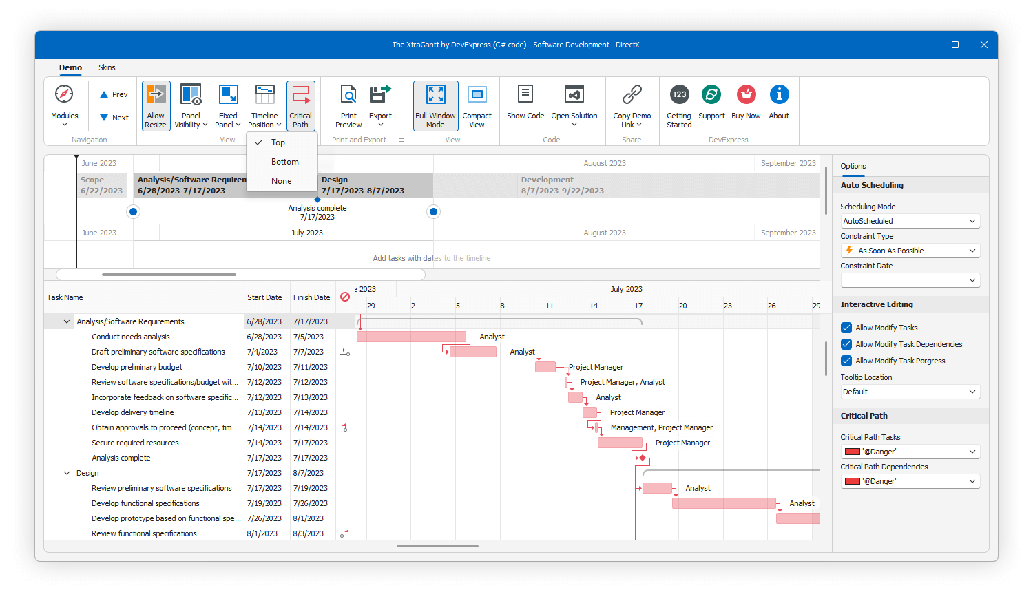 DevExpress WinForms Gantt组件图集