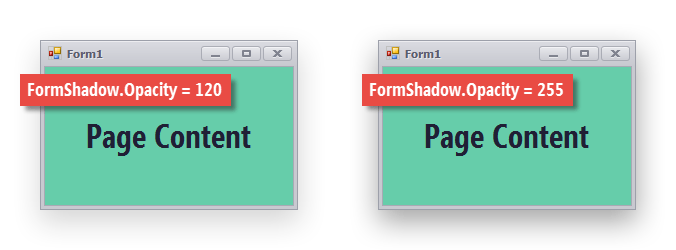 Winforms xtransform陰影不透明度