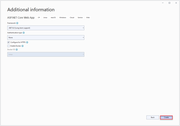 接下來選擇“ASP.NET Core Web App”，并命名為DHX.Gantt