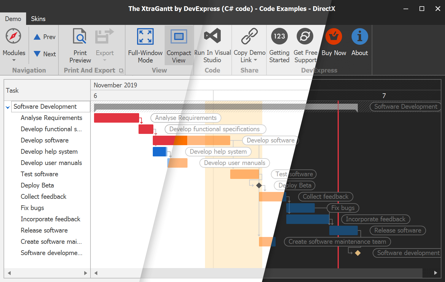 DevExpress WinForms甘特图组件图集