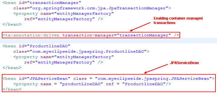 如何在MyEclipse中使用JPA和Spring管理事务？