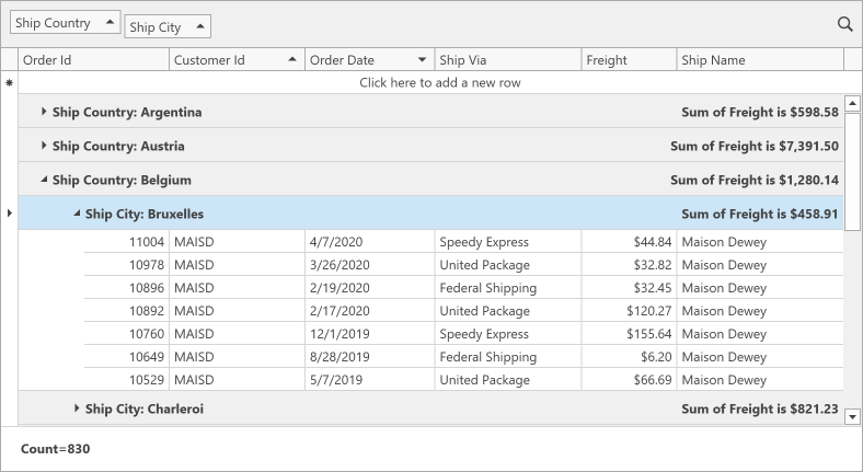 DevExpress WPF中文教程：Grid - 如何显示摘要（设计时）？