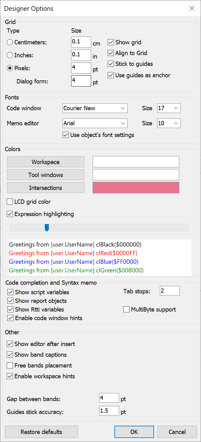 FastReport VCL 设计器中的改进