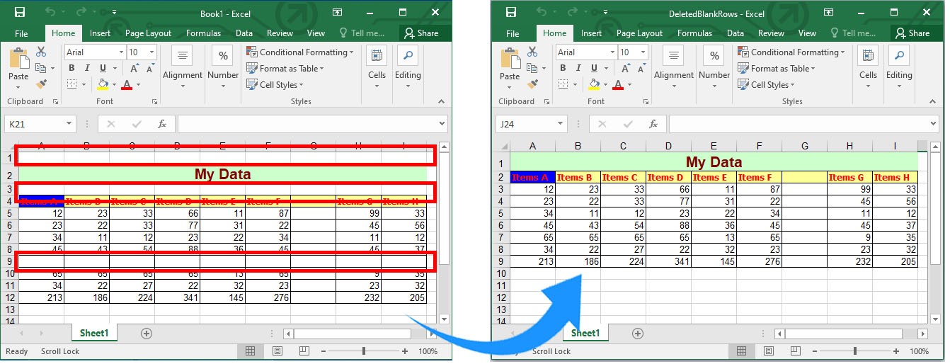 使用 C# 删除 Excel 中的所有空白行