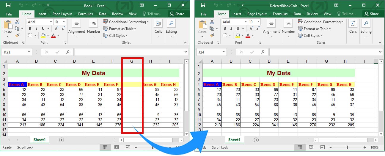 使用 C# 删除 Excel 中的所有空白列