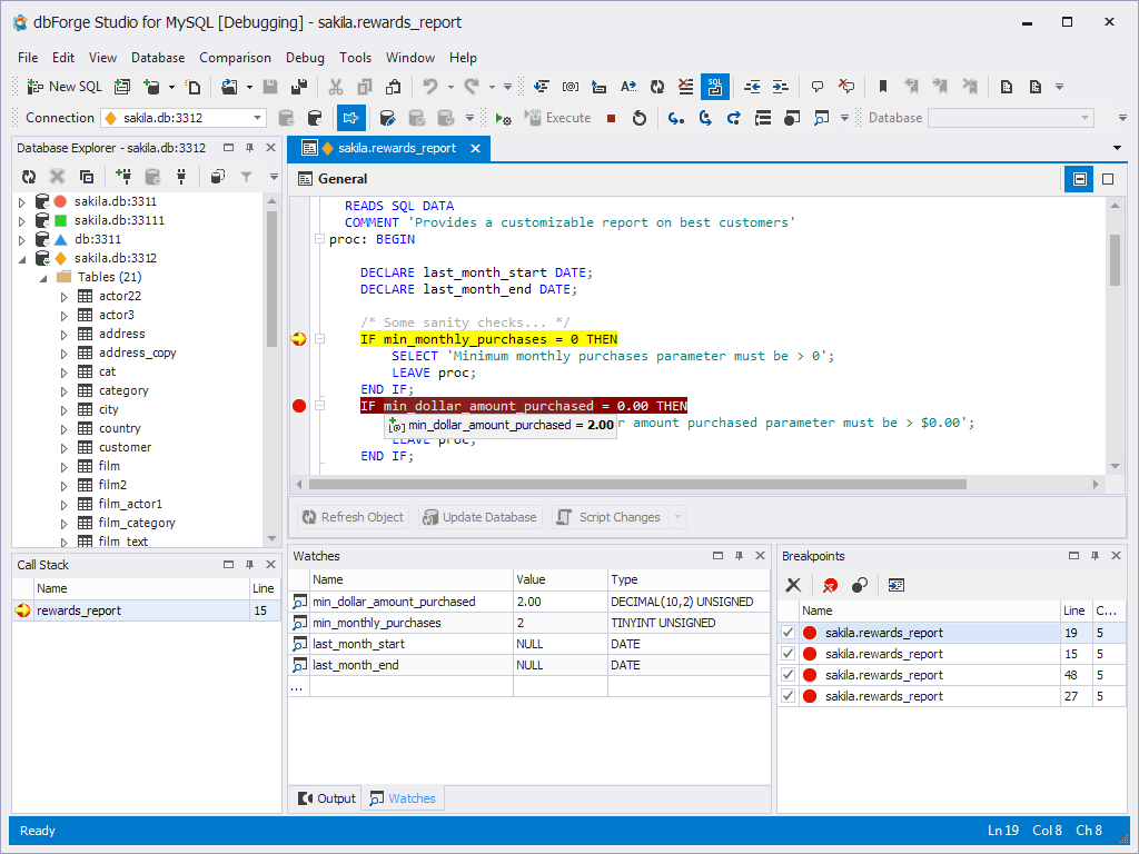 dbForge Studio for MySQL特性