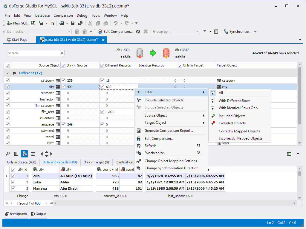 dbForge Studio for MySQL特性