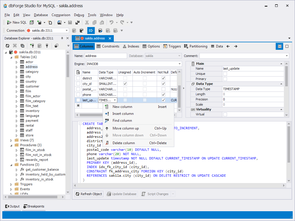 dbForge Studio for MySQL特性