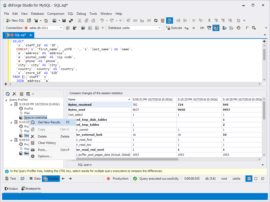 dbForge Studio for MySQL特性