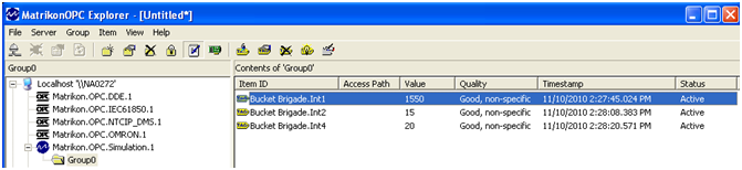 MatrikonOPC 圖3-在MatrikonOPC Server for Simulation and Testing中驗證值更改