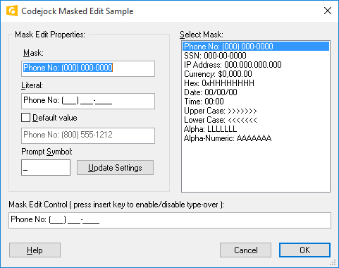 Xtreme Toolkit Pro Controls示例：Mask Edit