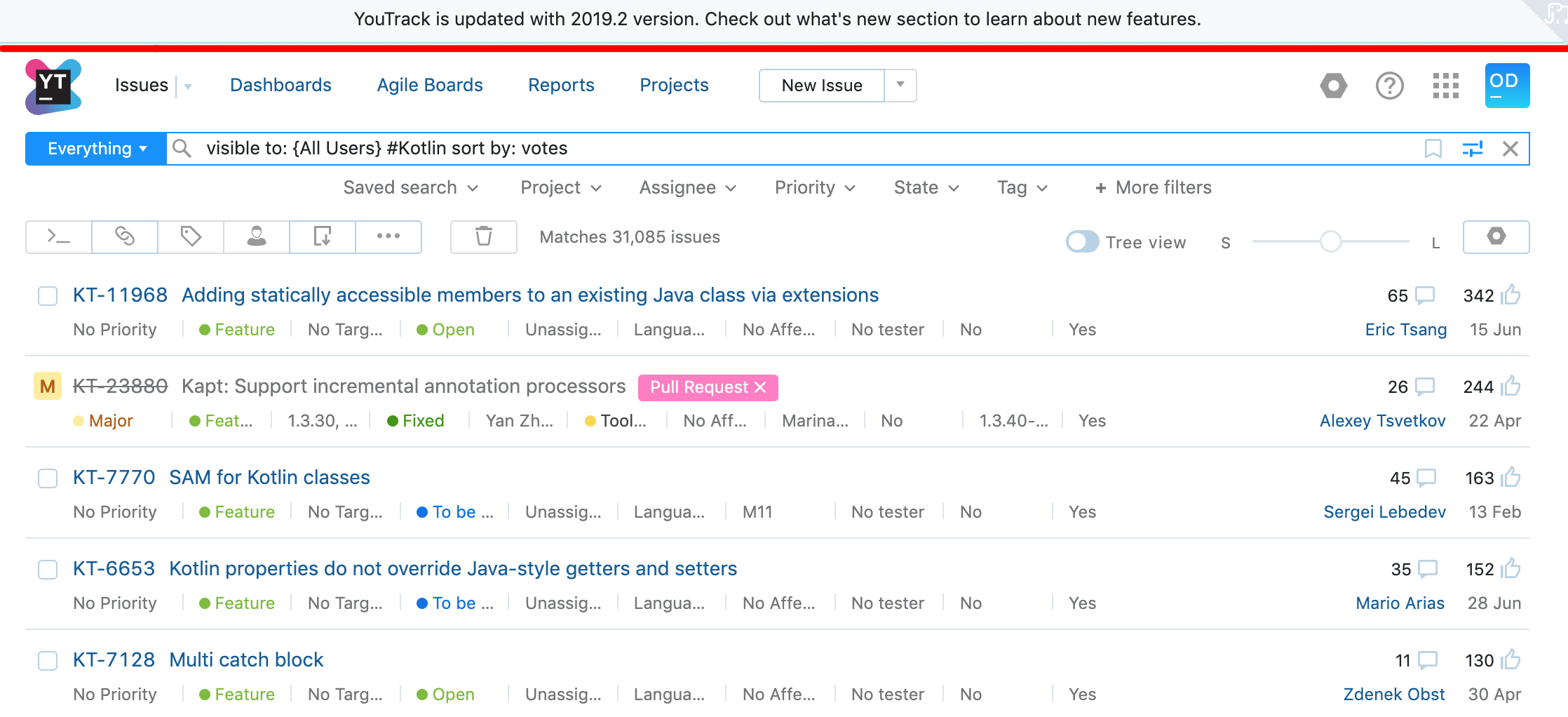 Youtrack最新版本2019.2发布，引入了问题类型的状态机工作流 