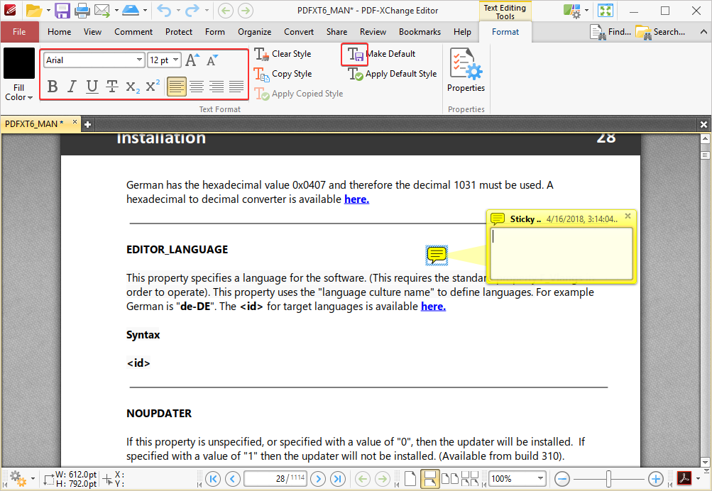 Format Toolbar