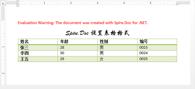 Word .NET库组件Spire.Doc系列教程：设置 Word 表格的格式