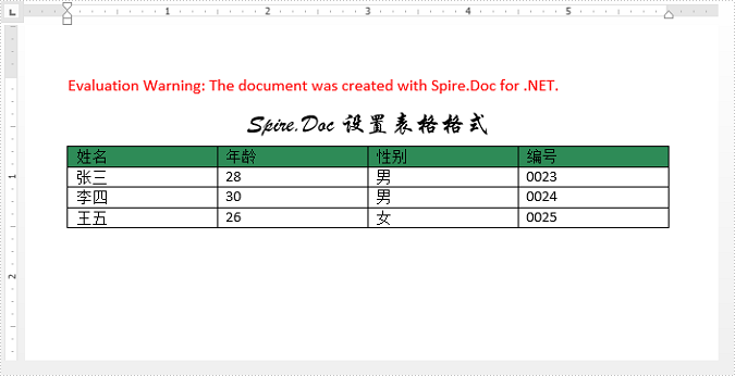 Word .NET库组件Spire.Doc系列教程：设置 Word 表格的格式