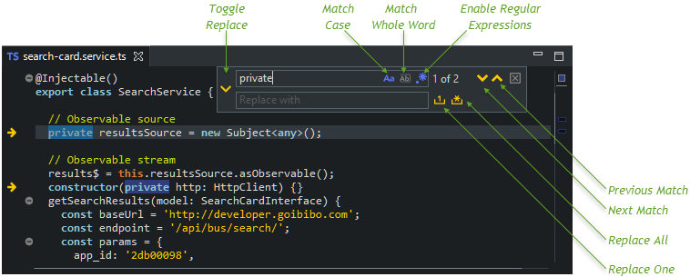 MyEclipse Tutorial: using inline search