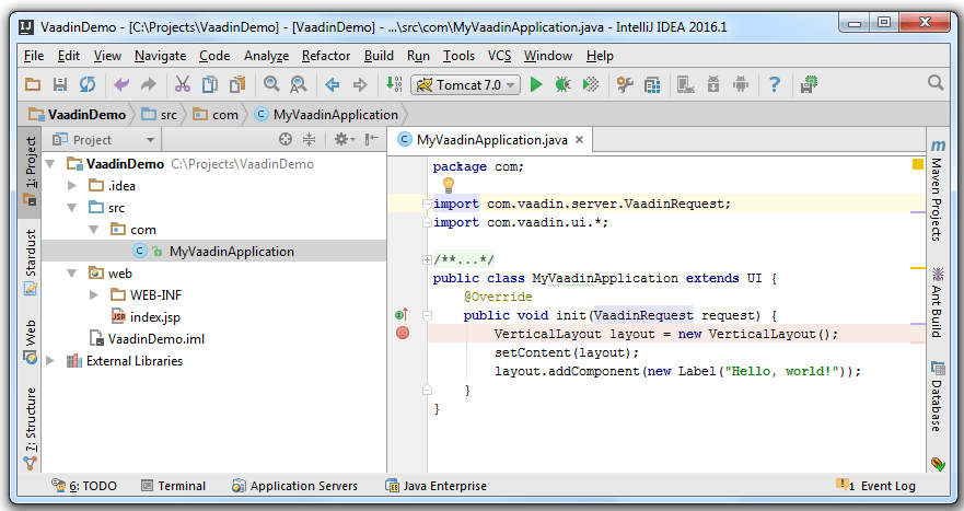 Java开发平台IntelliJ IDEA教程：Vaadin入门