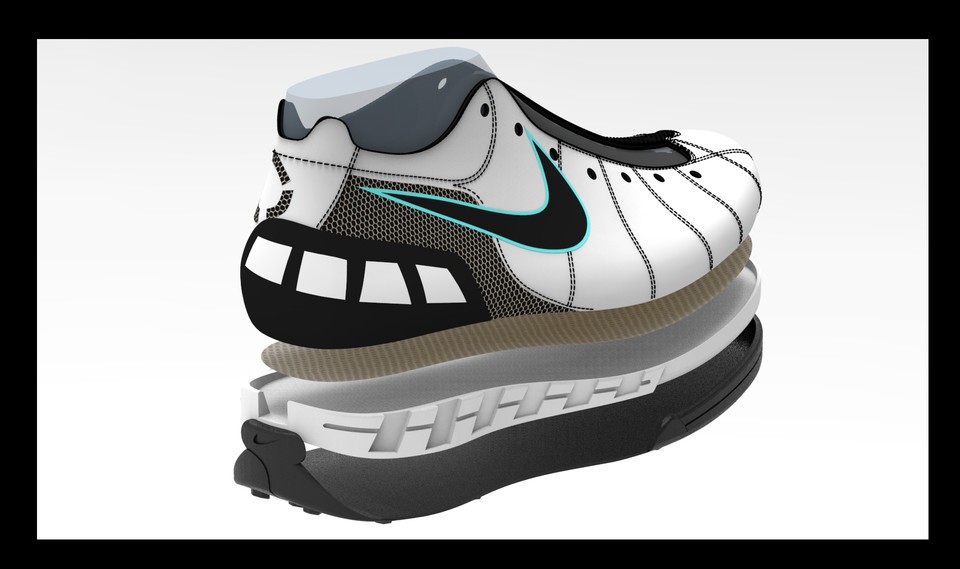 SolidWorks模型：Nike T90 Sport室內(nèi)鞋（8Uk Fitting G）（41,42 Euro）