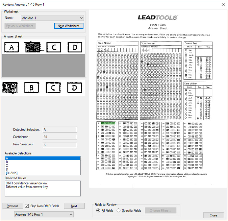 使用LEADTOOLS OMR處理大型測試和調查