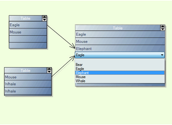 MindFusion.Diagramming for WinForms示例：互动表格