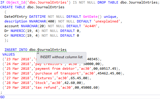 SQL语法提示工具SQL Prompt教程：插入不带列列表的语句（BP004）