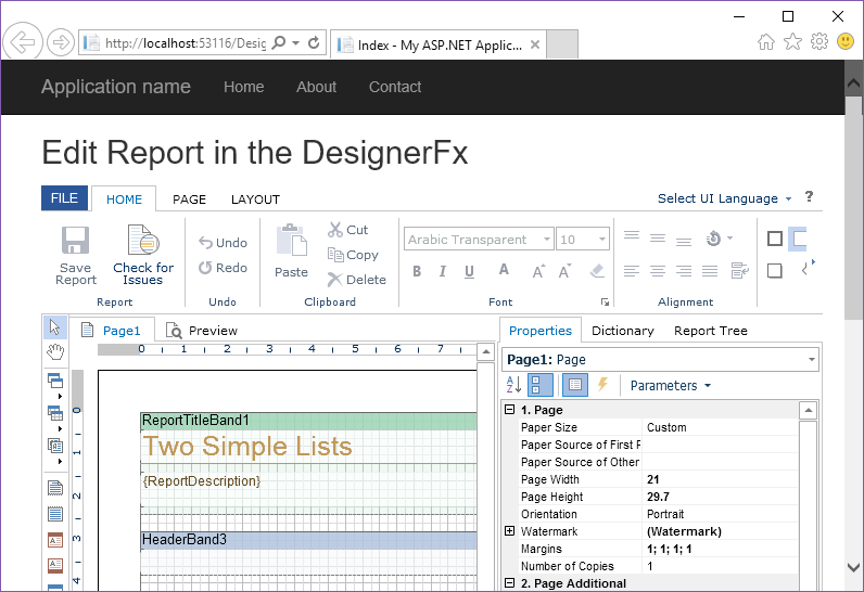 Stimulsoft ASP.NET MVC报表教程：在DESIGNERFX中编辑报表