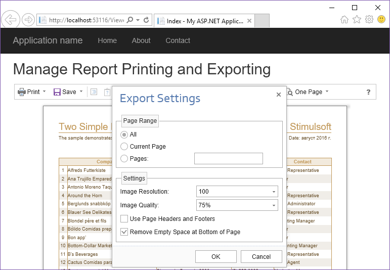 Stimulsoft ASP.NET MVC报表教程：管理报表打印和导出