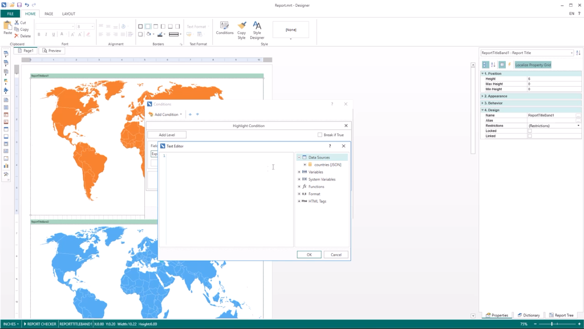 Stimulsoft WPF报表工具：带有地图和参数的报表
