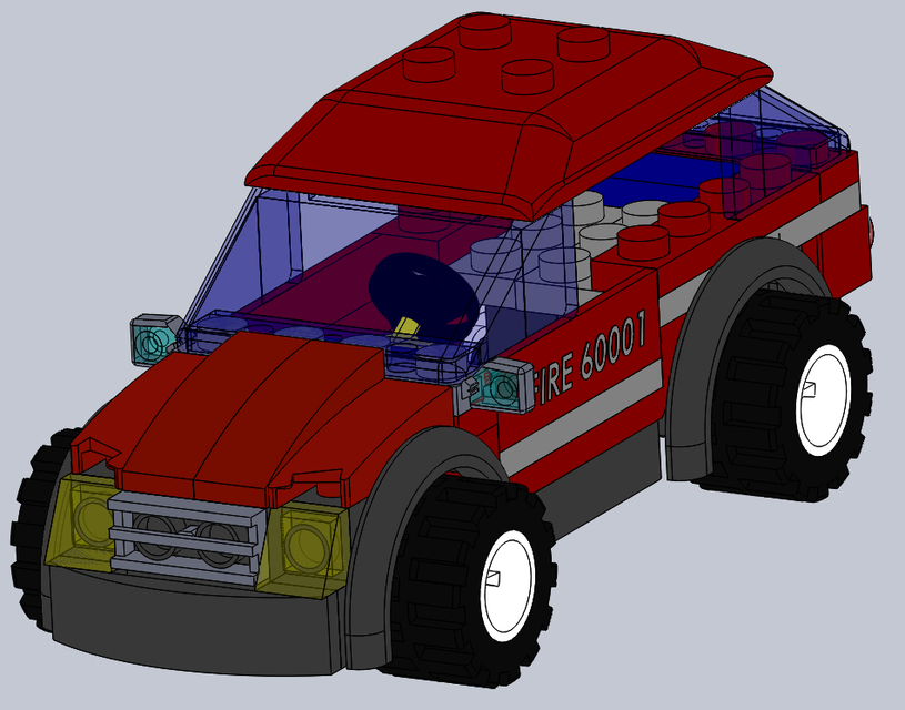 SolidWorks 模型：樂高積木消防車玩具