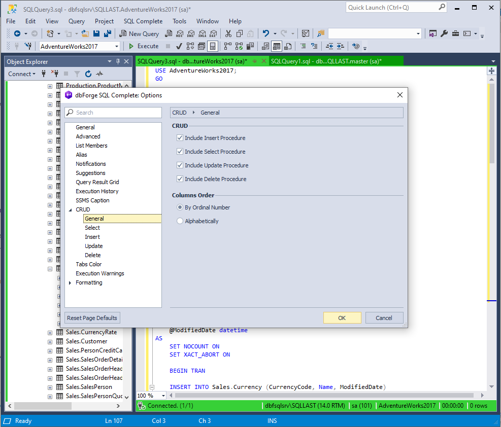如何使用dbForge SQL Complete生成和使用CRUD存储过程