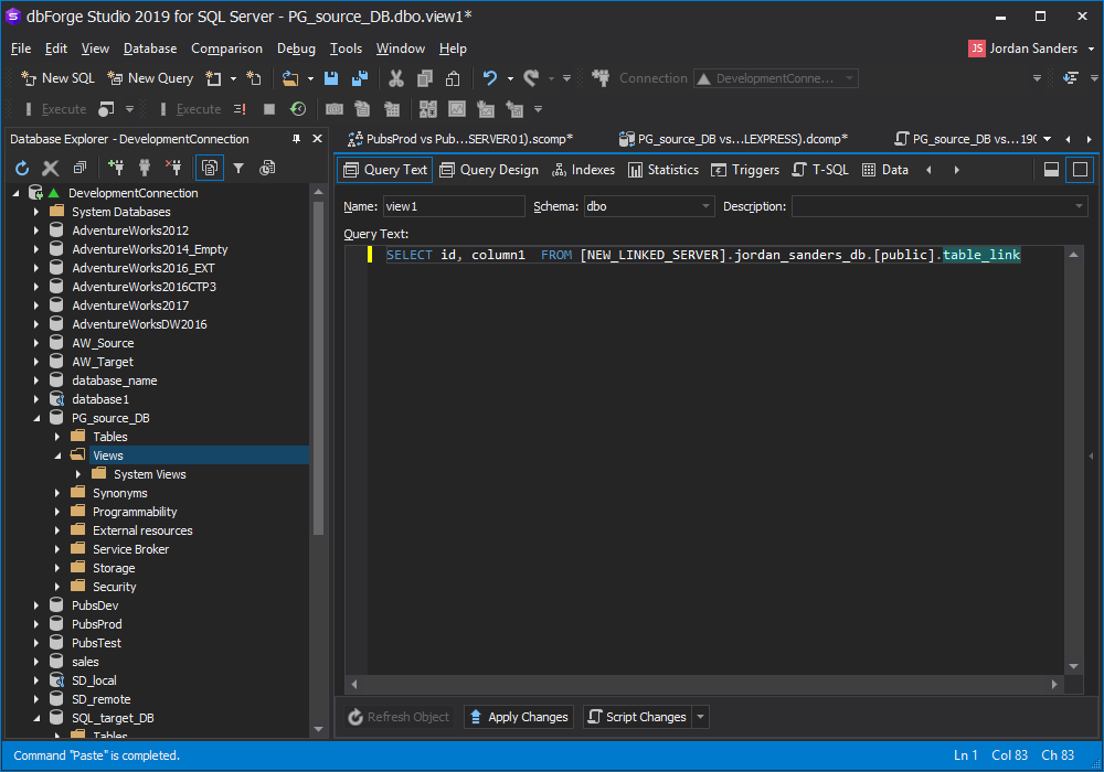 dbForge Studio for SQL Server教程：链接和比较SQL Server和PostgreSQL数据库