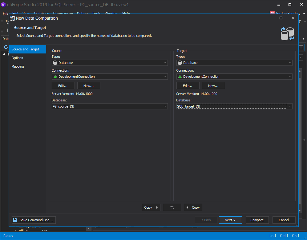 dbForge Studio for SQL Server教程：链接和比较SQL Server和PostgreSQL数据库
