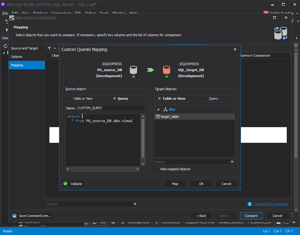 dbForge Studio for SQL Server教程：链接和比较SQL Server和PostgreSQL数据库