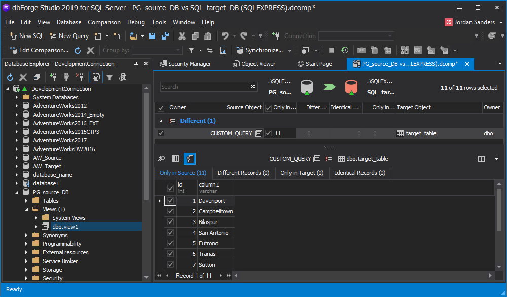 dbForge Studio for SQL Server教程：链接和比较SQL Server和PostgreSQL数据库