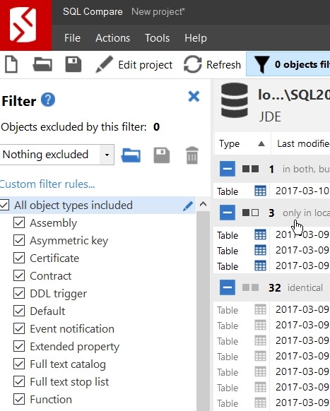 SQL Compare使用教程：如何在SQL Compare中使用自定义过滤器