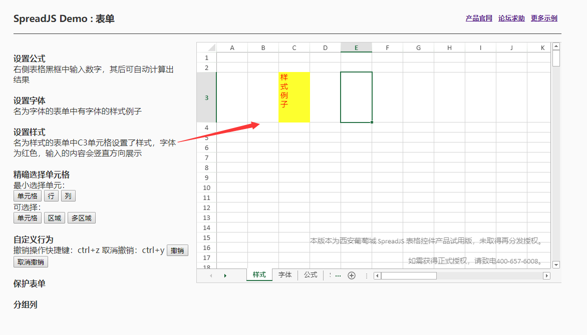 SpreadJS新人入门学习（五）：SpreadJS表单的基本属性（中）