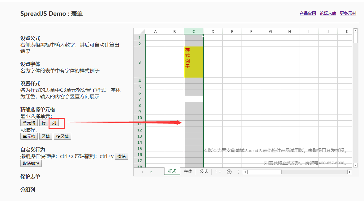 SpreadJS新人入门学习（五）：SpreadJS表单的基本属性（中）