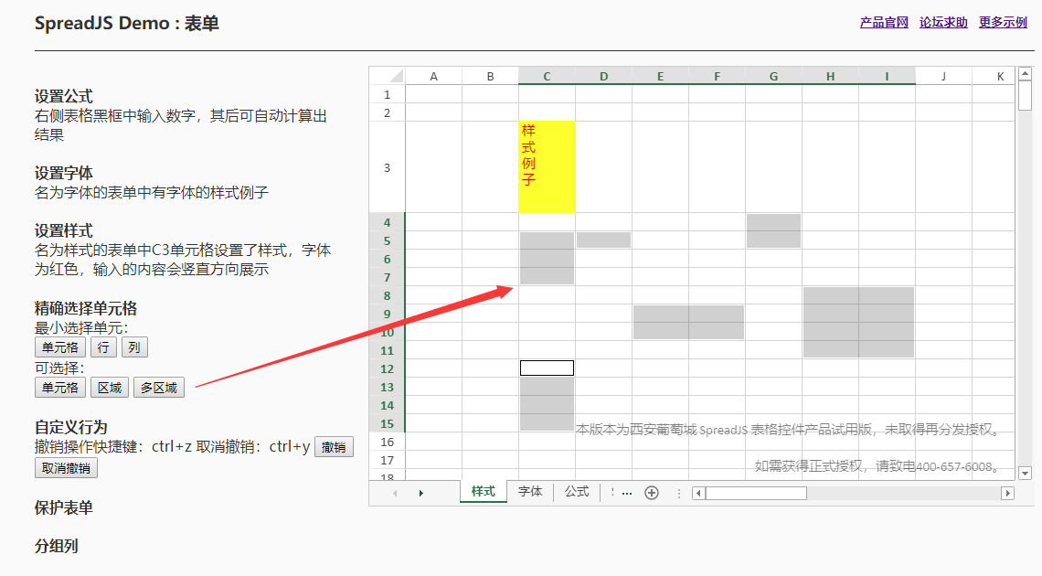 SpreadJS新人入门学习（五）：SpreadJS表单的基本属性（中）