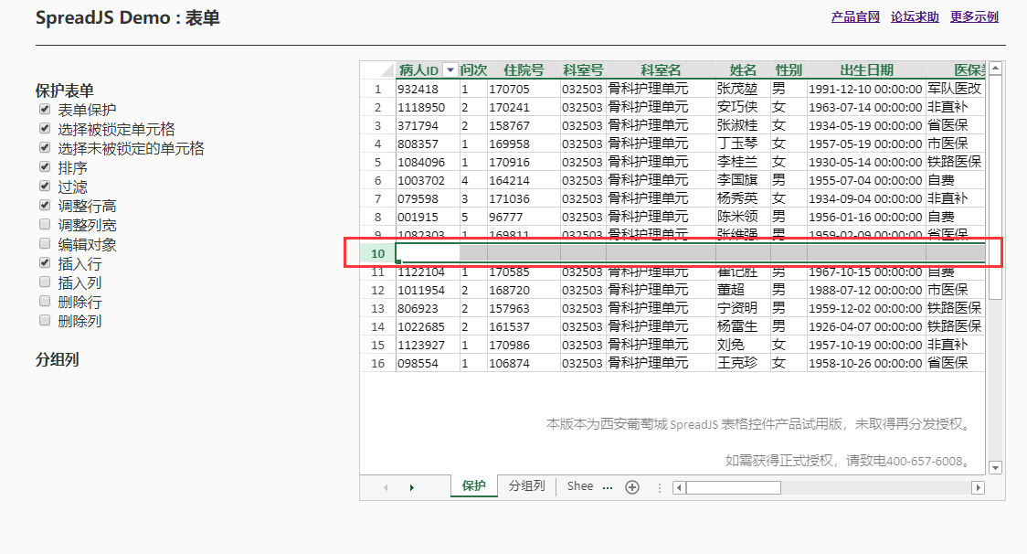 SpreadJS新人入门学习（六）：SpreadJS表单的基本属性（下）保护表单