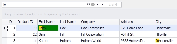 DevExpress WinForms示例：在網(wǎng)格中突出顯示下一個或上一個搜索結(jié)果