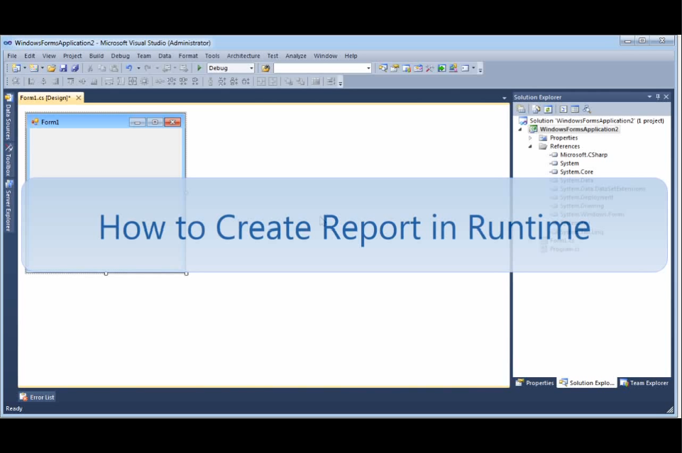 Stimulsoft Reports.Net视频教程： 在运行Visual Studio时创建报告