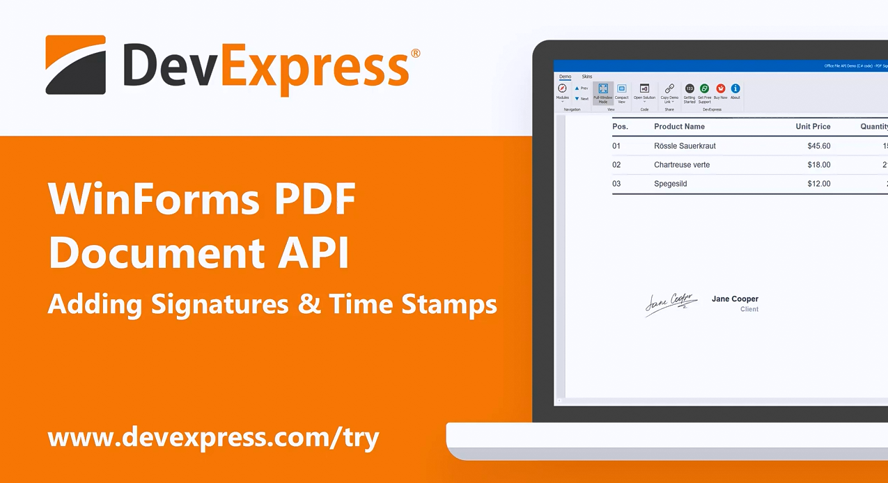 【官方视频】DevExpress Winforms v20.1：PDF Document API - 多个签名和时间戳
