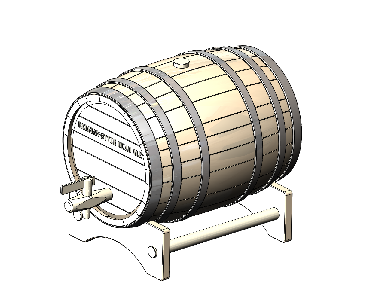 SolidWorks模型免費(fèi)下載：木質(zhì)啤酒桶