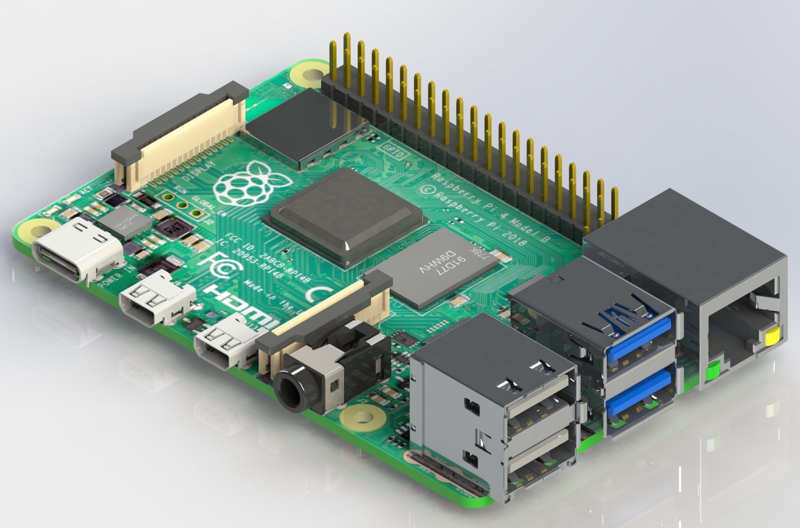 SolidWorks模型免费下载：dfrobot树莓派4代B型4GB Raspberry Pi